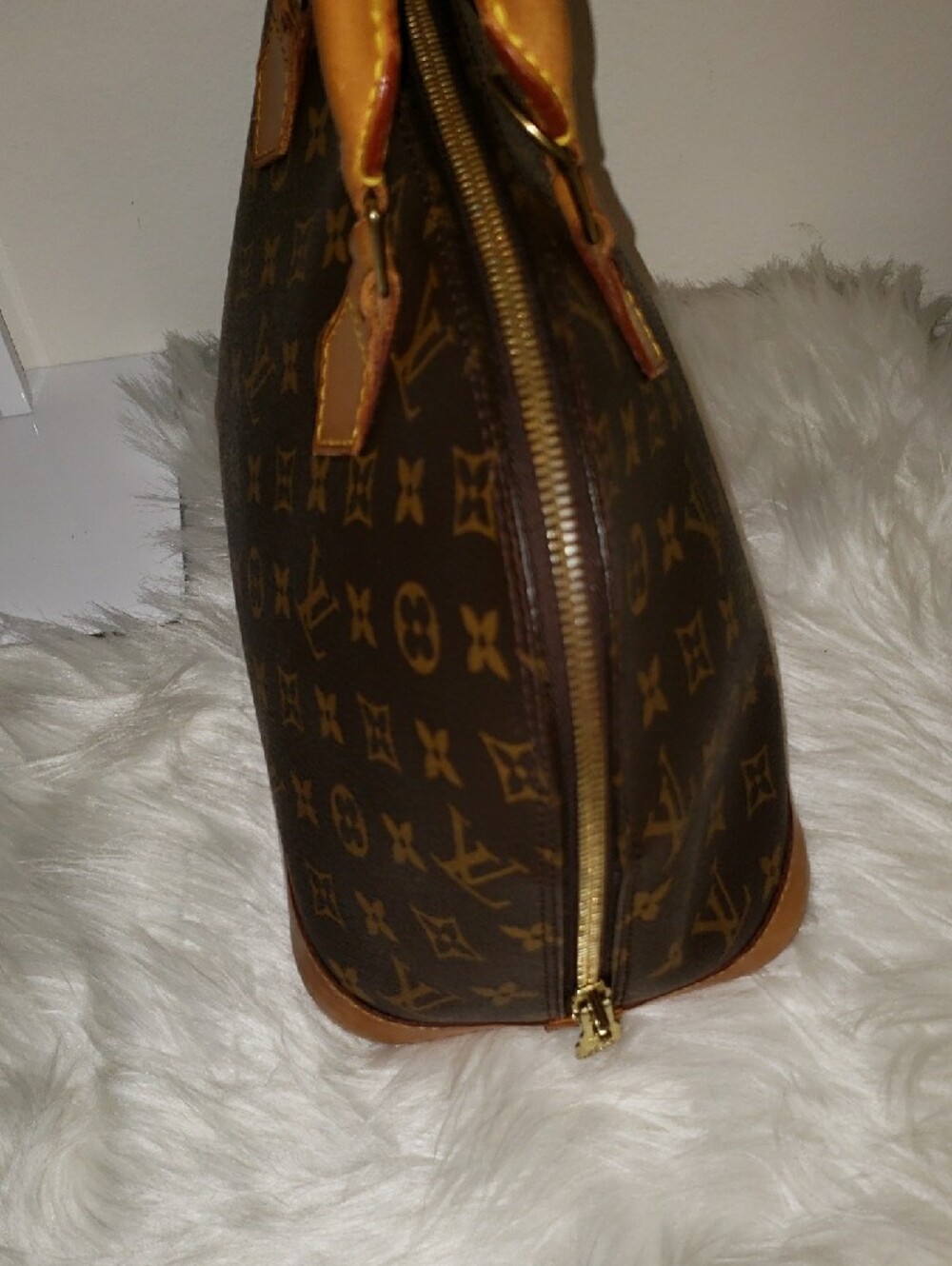 Louis Vuitton Monogram Canvas Alma Satchel in Brown and Tan - Picture 15 of 15